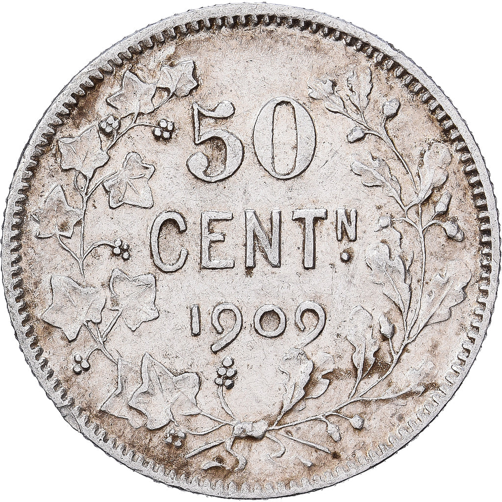 Bélgica, Leopold II, 50 Centimes, 1909, Brussels, Prata, EF(40-45), KM:60.1