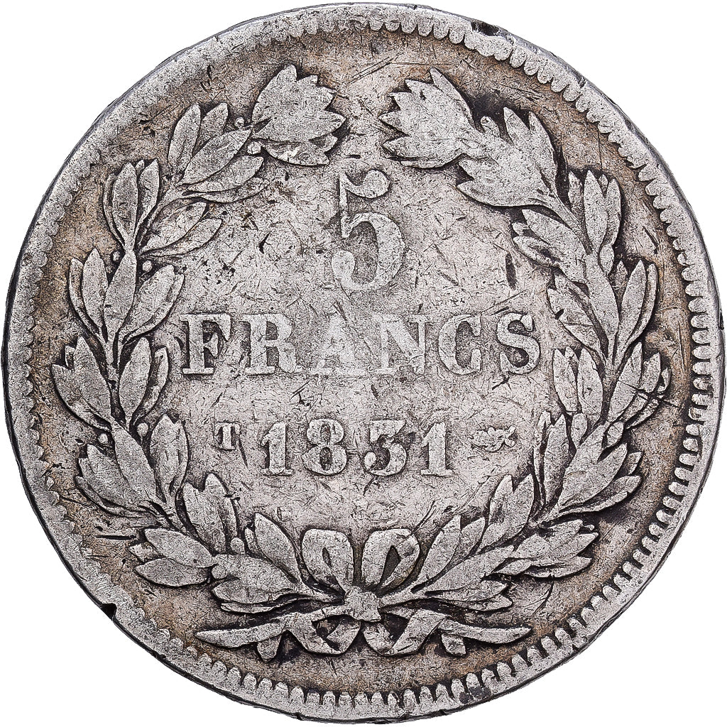 France, Louis Philippe I, 5 Francs, 1831, Nantes, Silver, VF(30-35)