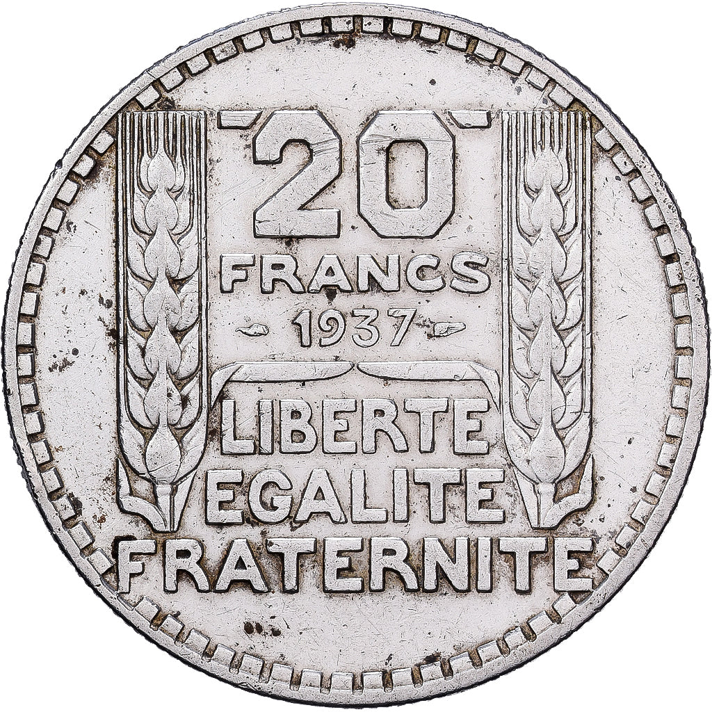 France, 20 Francs, Turin, 1937, Paris, Argent, TTB, Gadoury:852, KM:879