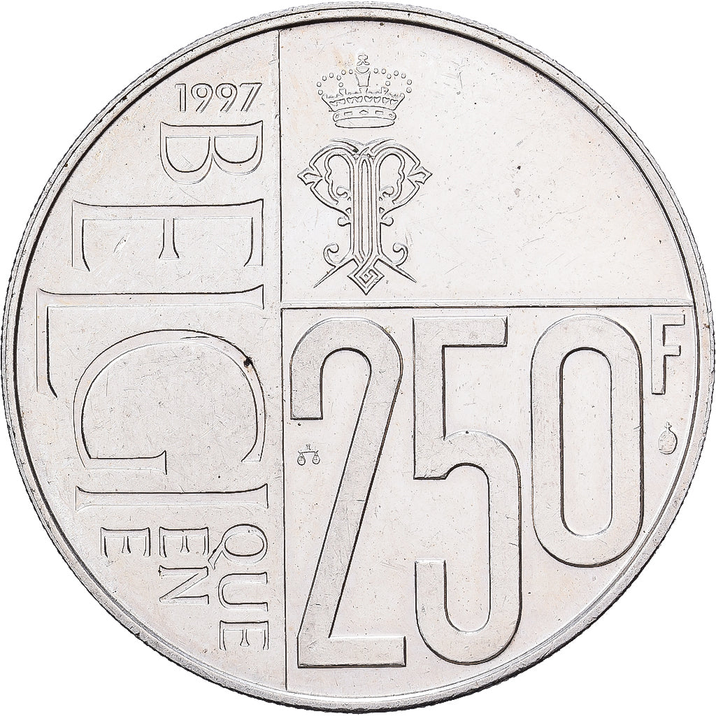 Belgium, Albert II, 250 Francs, 250 Frank, 1997, Brussels, Silver, MS(60-62)