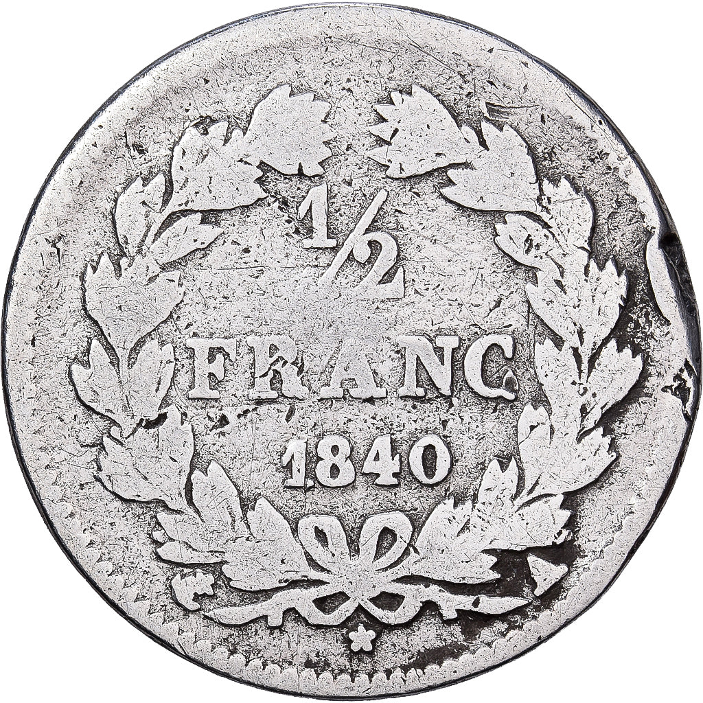 Francja, Louis Philippe I, 1/2 Franc, 1840, Paris, Srebro, VG(8-10)