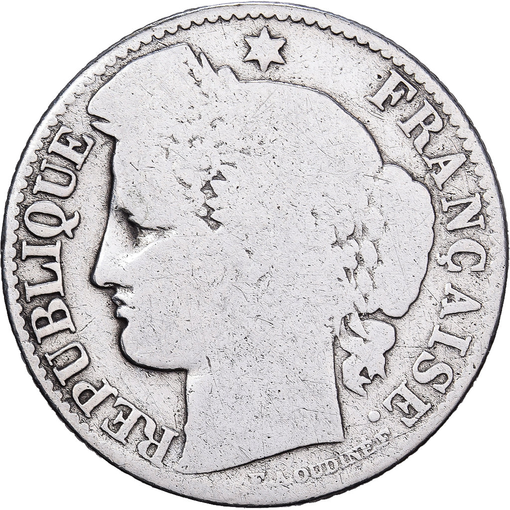 França, 50 Centimes, Cérès, 1872, Bordeaux, Prata, VG(8-10), Gadoury:419a