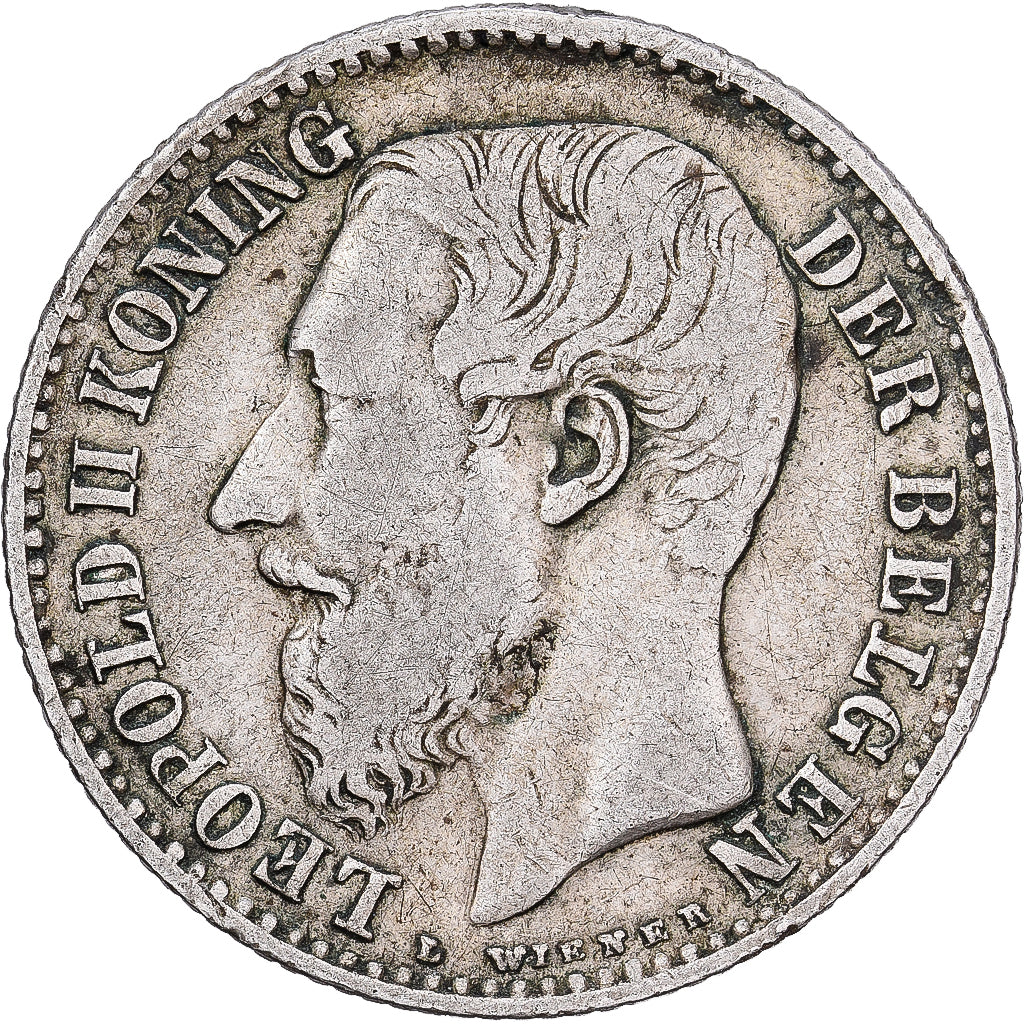 Belgia, Leopold II, Franc, 1887, Brussels, Srebro, VF(20-25), KM:29.1