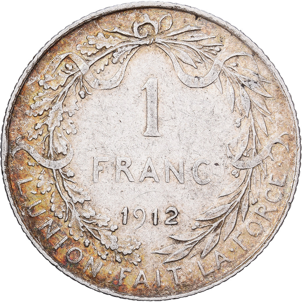 Belgio, Albert I, Franc, 1912, Brussels, Argento, BB, KM:72