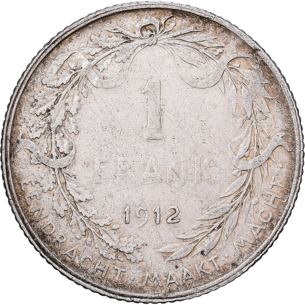 België, Albert I, Franc, 1912, Brussels, Zilver, ZF, KM:73.1
