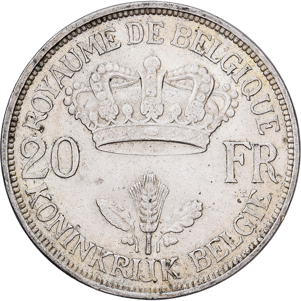 Bélgica, Leopold III, 20 Francs, 20 Frank, 1934, Brussels, Prata, AU(55-58)