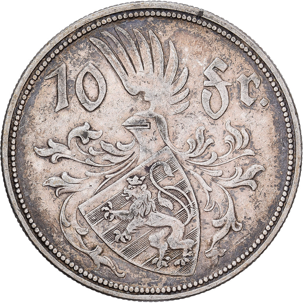 Luxemburgo, Charlotte, 10 Francs, 1929, Plata, MBC, KM:39