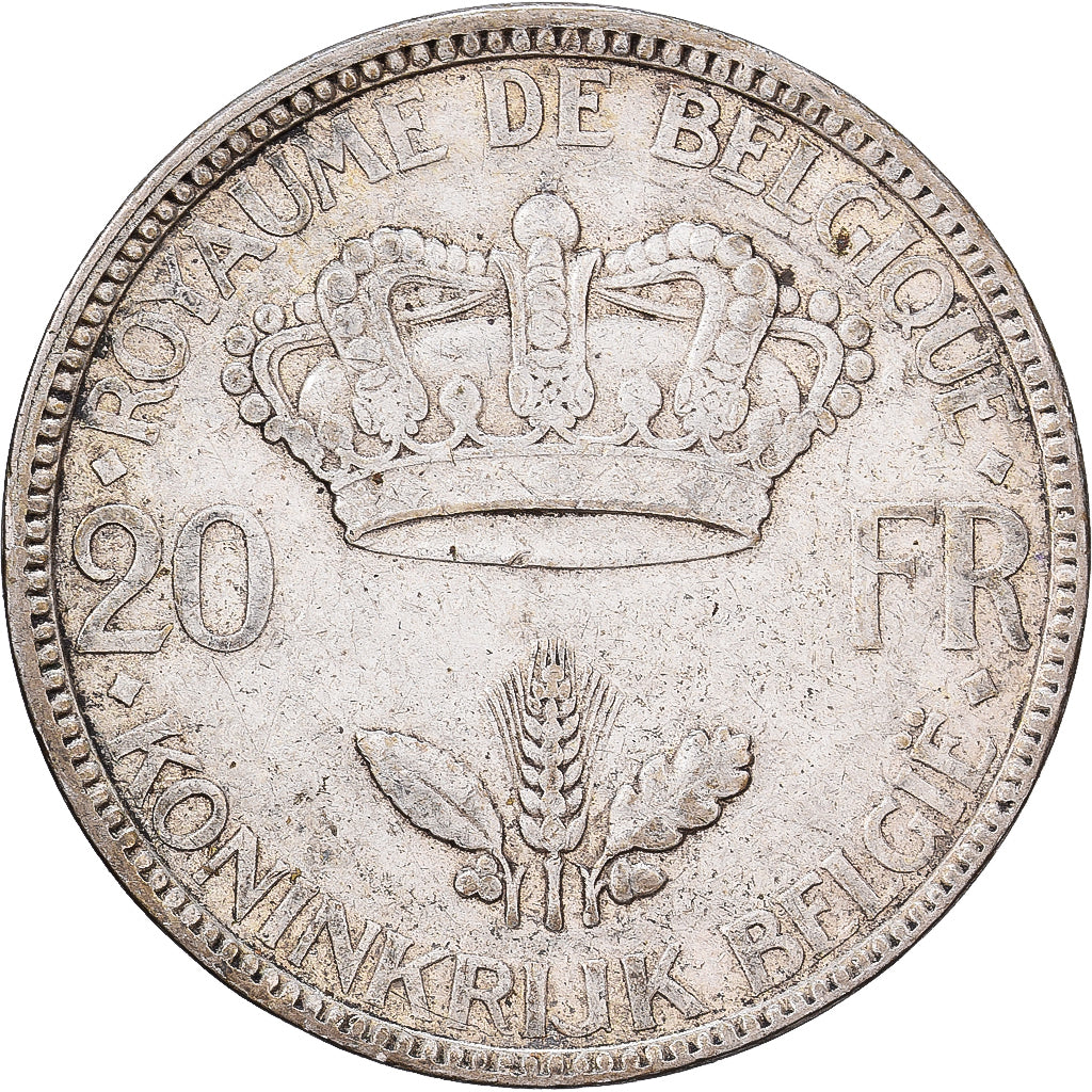 Bélgica, Leopold III, 20 Francs, 20 Frank, 1935, Brussels, Prata, AU(50-53)