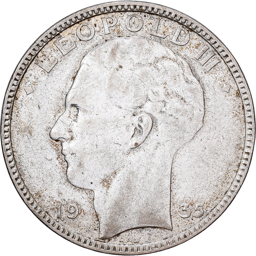 Belgio, Leopold III, 20 Francs, 20 Frank, 1935, Brussels, Argento, BB, KM:105