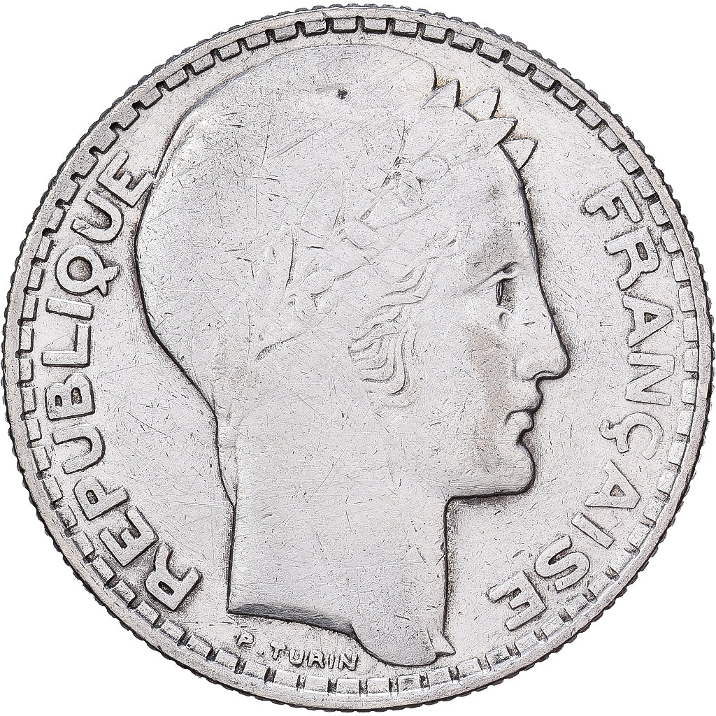 França, 10 Francs, Turin, 1929, Paris, Prata, AU(55-58), Gadoury:801, KM:878