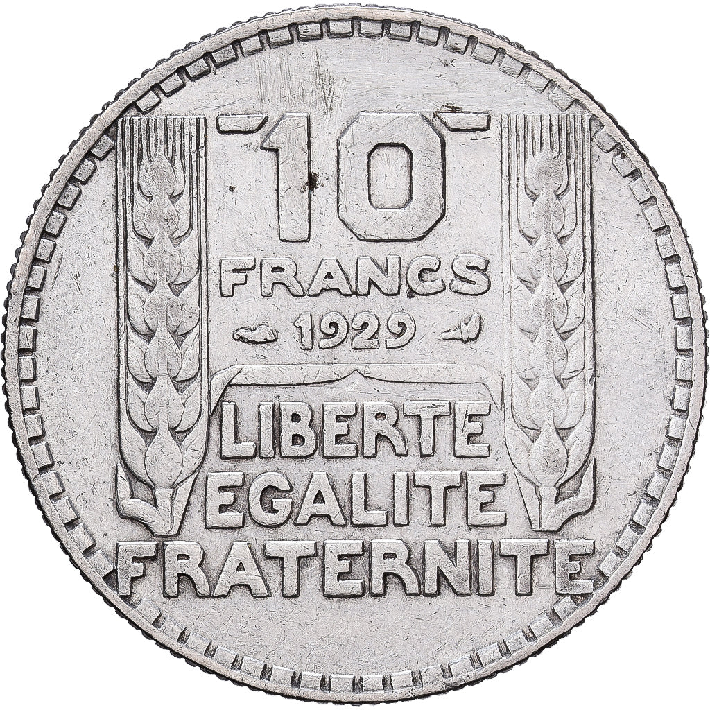 França, 10 Francs, Turin, 1929, Paris, Prata, AU(55-58), Gadoury:801, KM:878