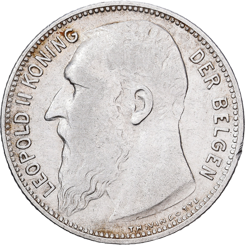 Belgio, Leopold II, Franc, 1904, Brussels, Argento, BB, KM:57.1