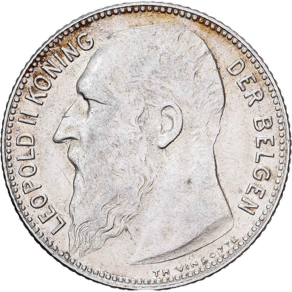 Belgio, Leopold II, Franc, 1909, Brussels, Argento, SPL-, KM:57.1