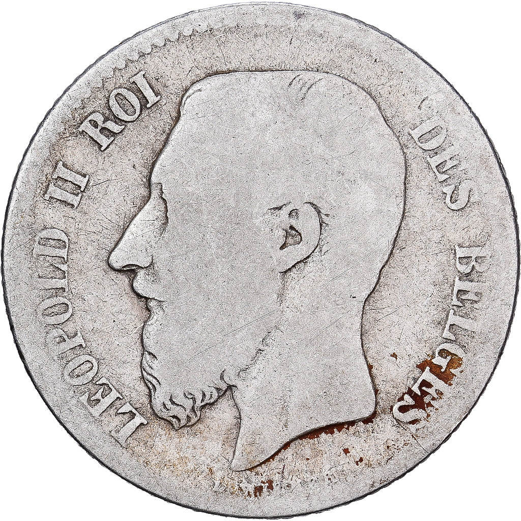 Belgio, Leopold II, Franc, 1867, Brussels, Argento, B, KM:28.1