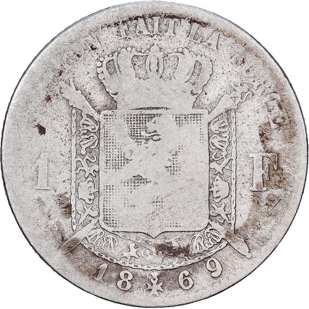 Belgium, Leopold II, Franc, 1869, Brussels, Silver, VG(8-10), KM:28.1