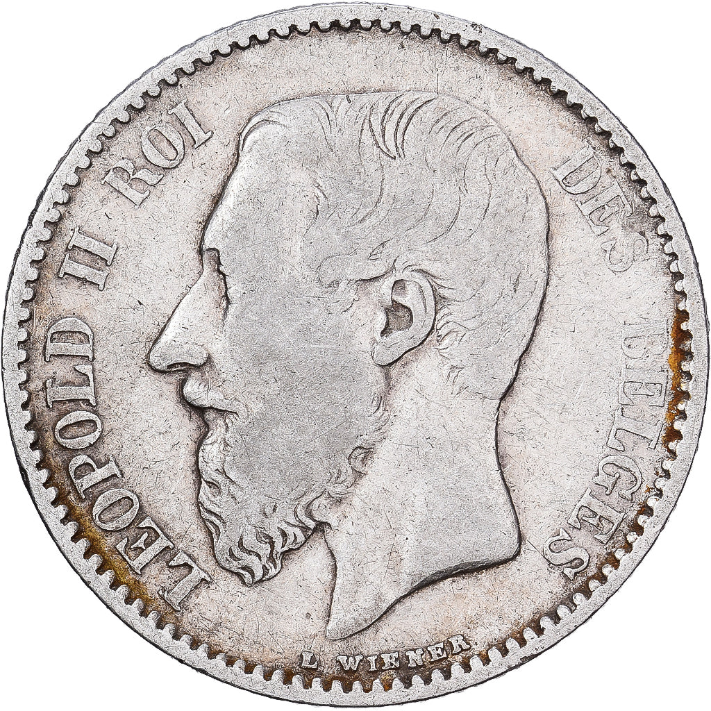 Bélgica, Leopold II, Franc, 1886, Brussels, Plata, BC+, KM:28.1
