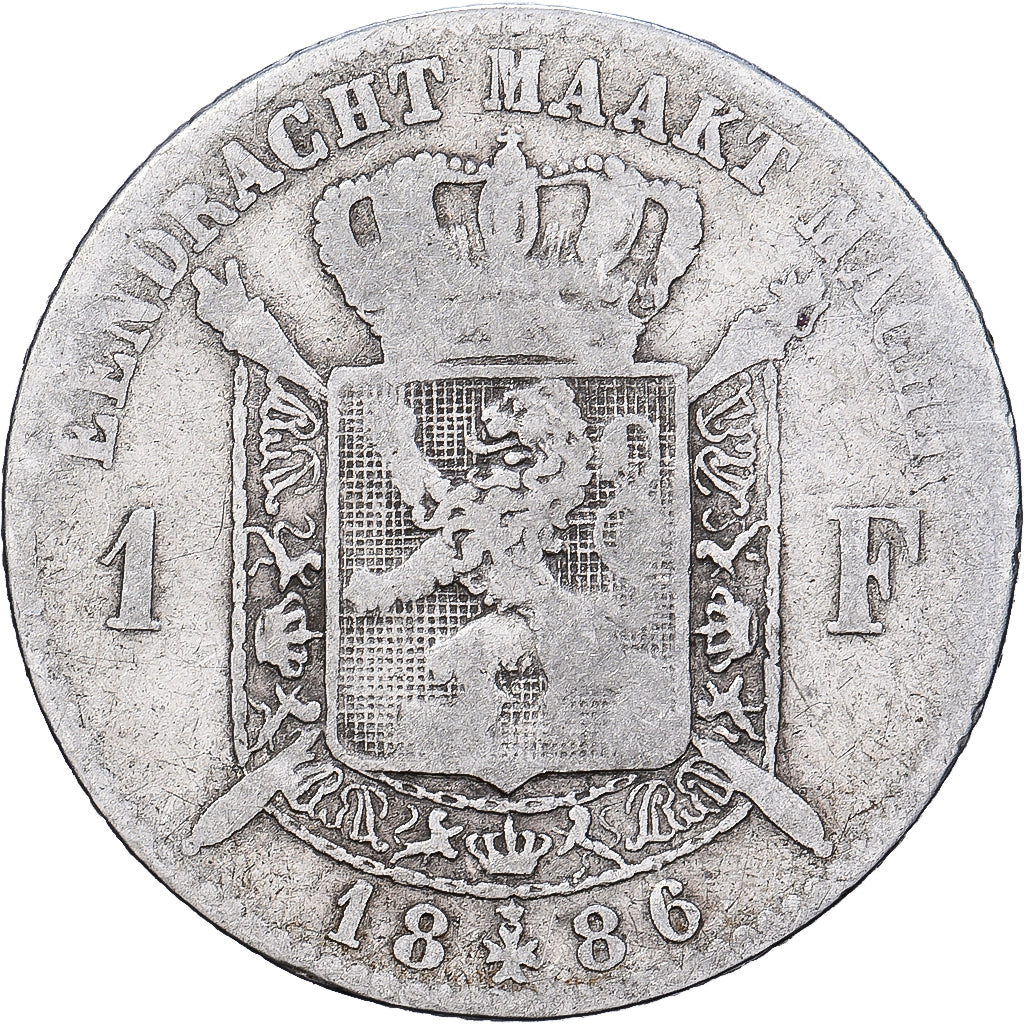 Belgium, Leopold II, Franc, 1886, Brussels, Silver, F(12-15), KM:29.1