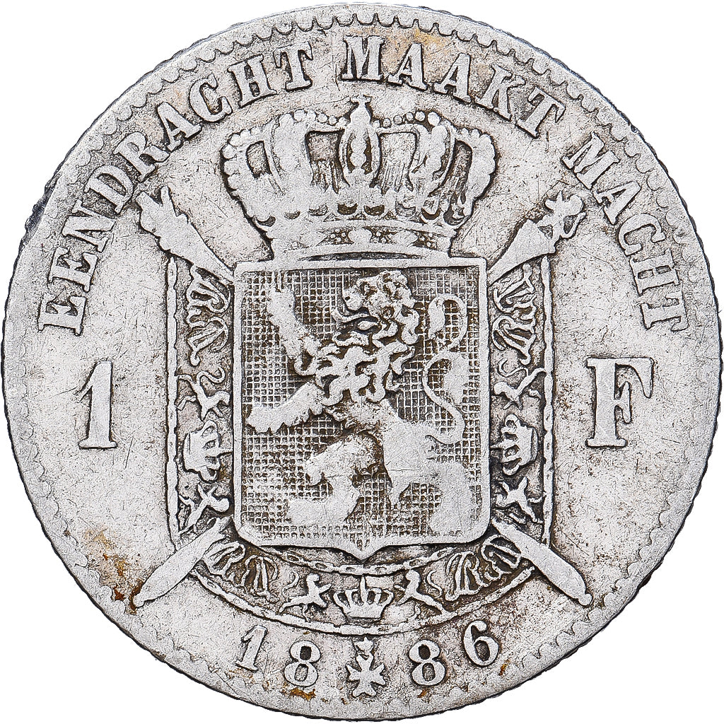 Belgien, Leopold II, Franc, 1886, Brussels, Silber, S, KM:29.1