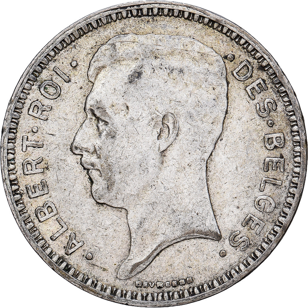 Belgium, Albert I, 20 Francs, 20 Frank, 1934, Brussels, Tranche A, Silver