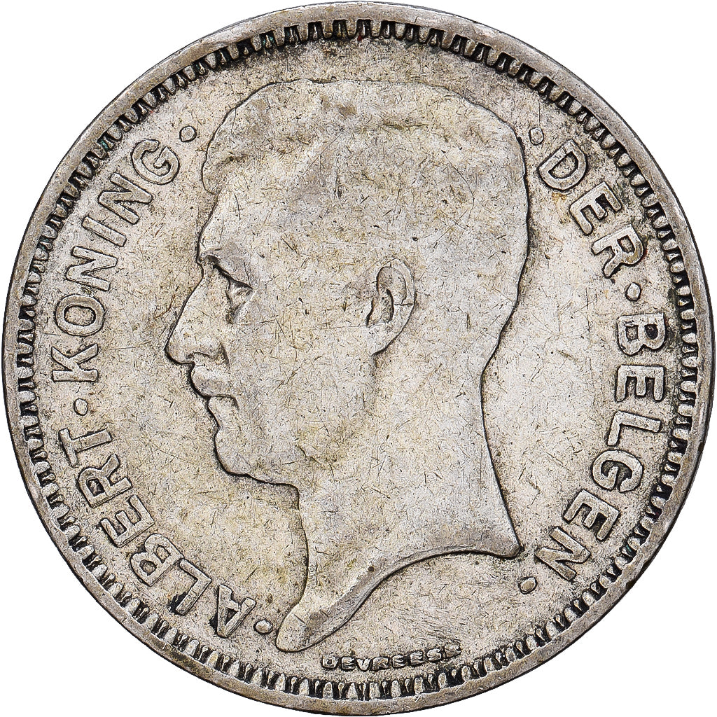 Belgio, Albert I, 20 Francs, 20 Frank, 1934, Brussels, Tranche A, Argento, BB