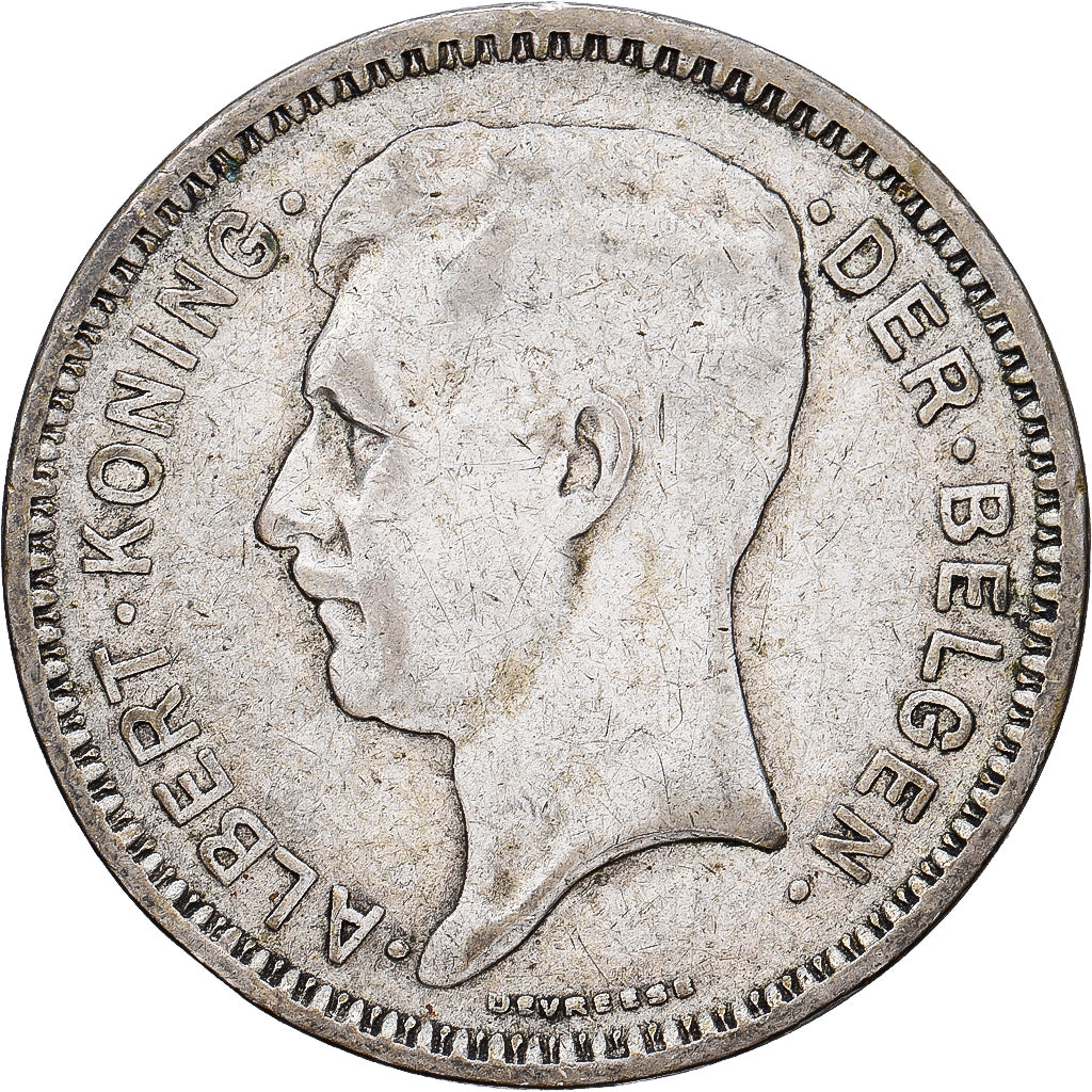 Bélgica, Albert I, 20 Francs, 20 Frank, 1934, Brussels, Tranche B, Plata, MBC