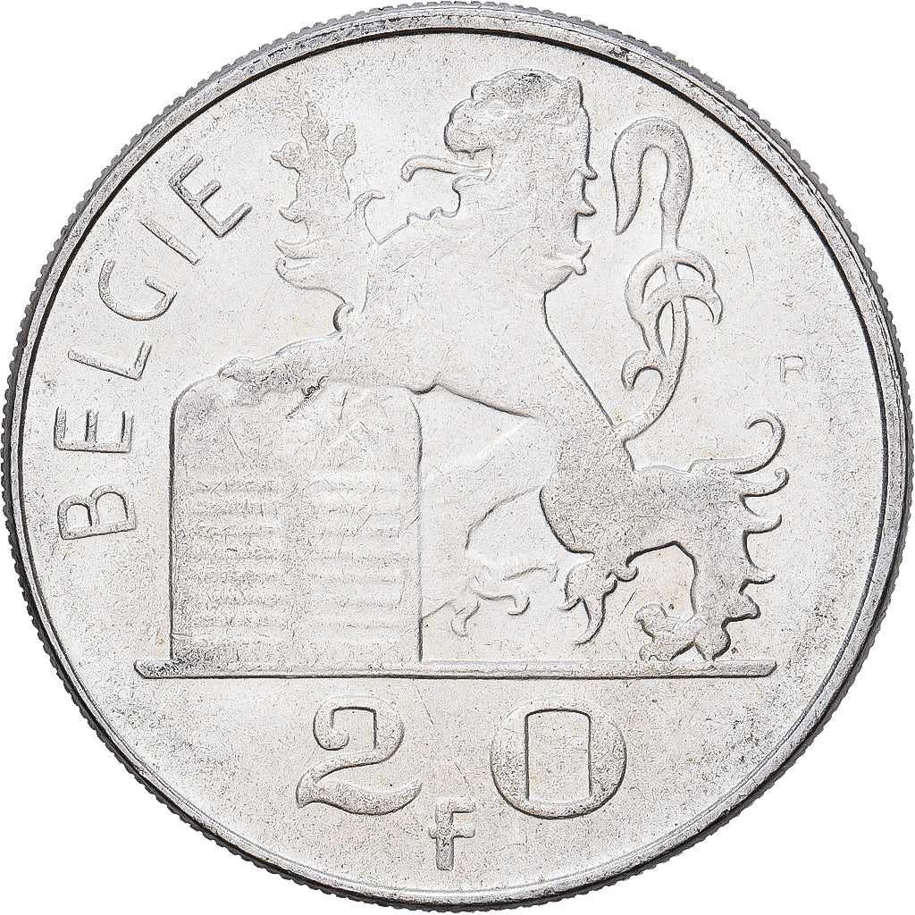Bélgica, Baudouin I, 20 Francs, 20 Frank, 1953, Brussels, Prata, AU(55-58)