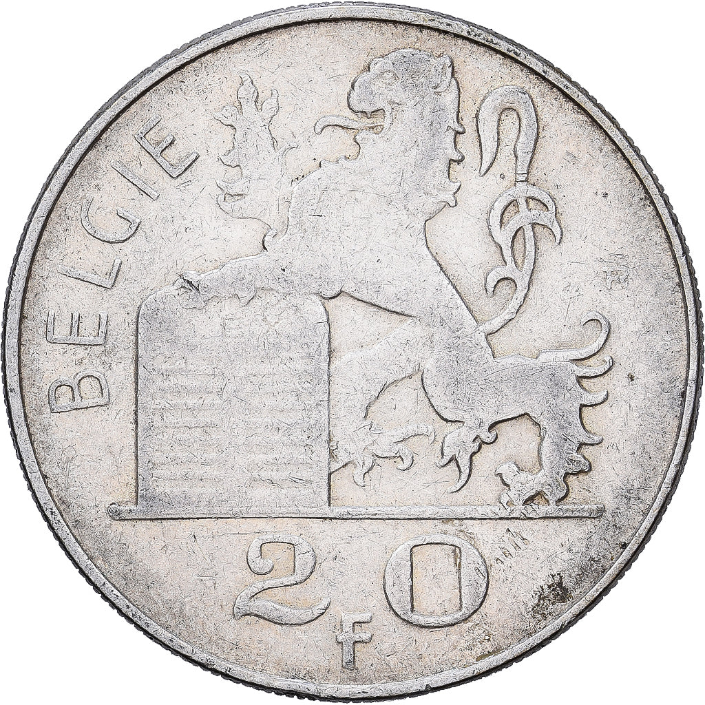 Belgio, Régence Prince Charles, 20 Francs, 20 Frank, 1951, Brussels, Argento