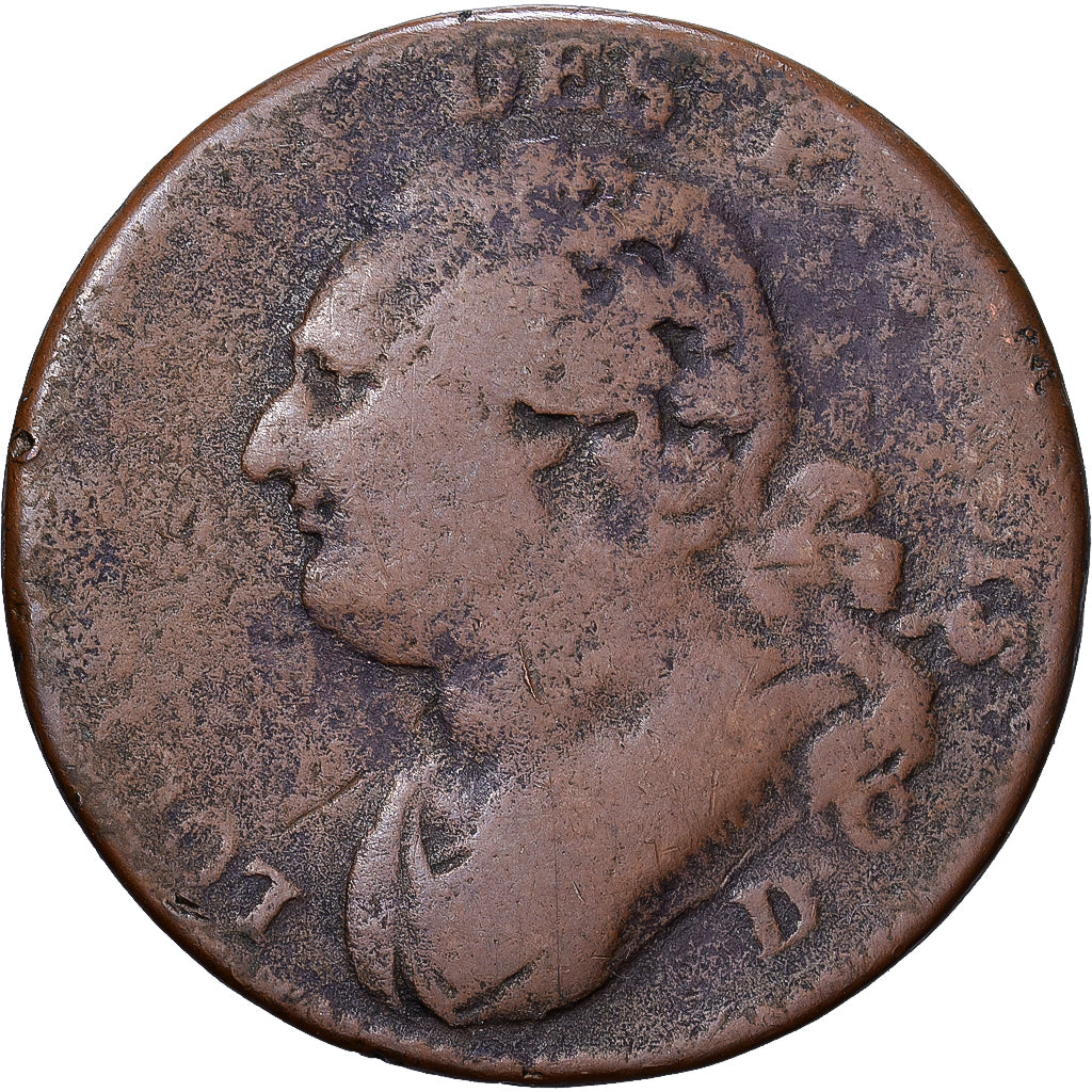 France, Louis XVI, 12 deniers françois, 1792, Lyon, Bronze