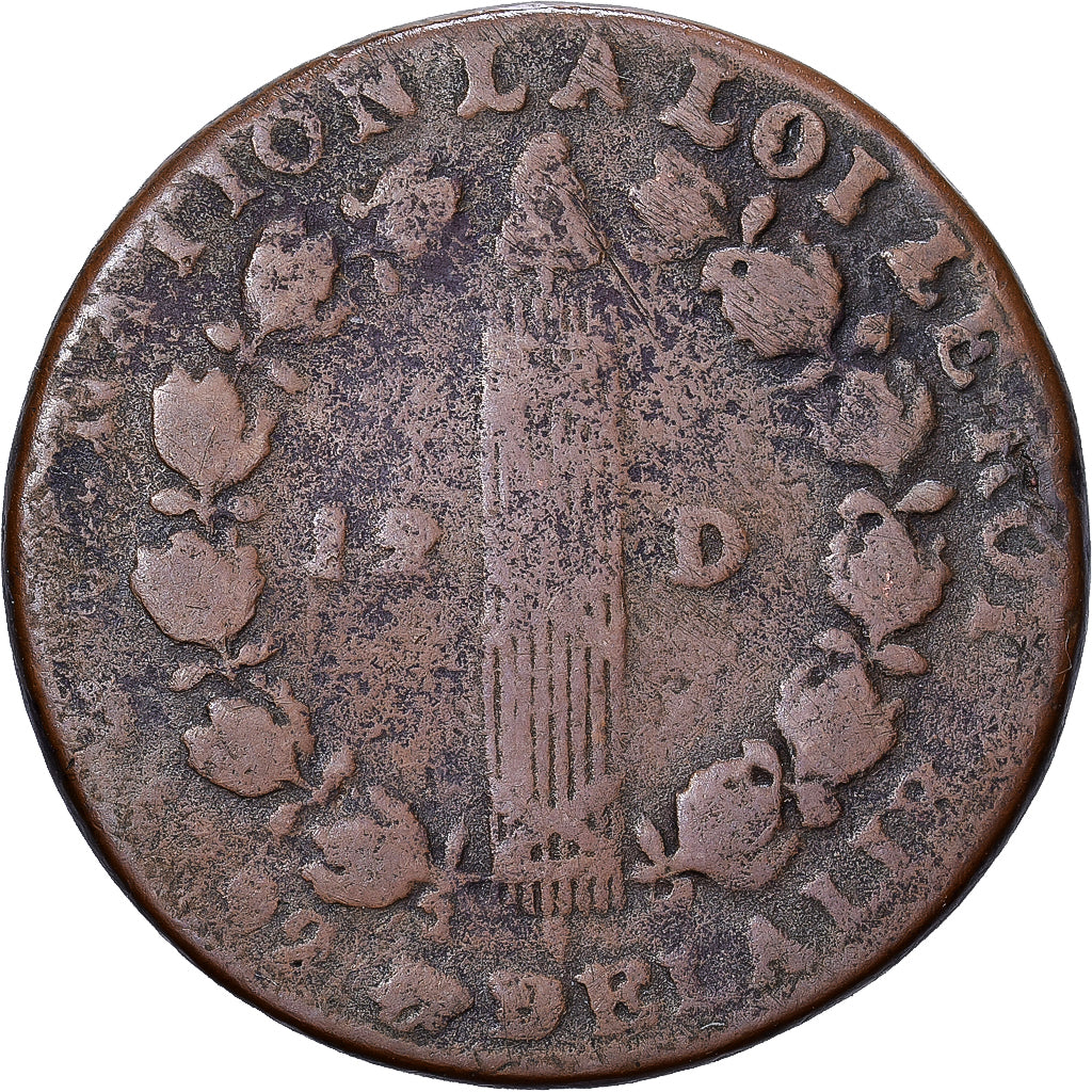 France, Louis XVI, 12 deniers françois, 1792, Lyon, Bronze