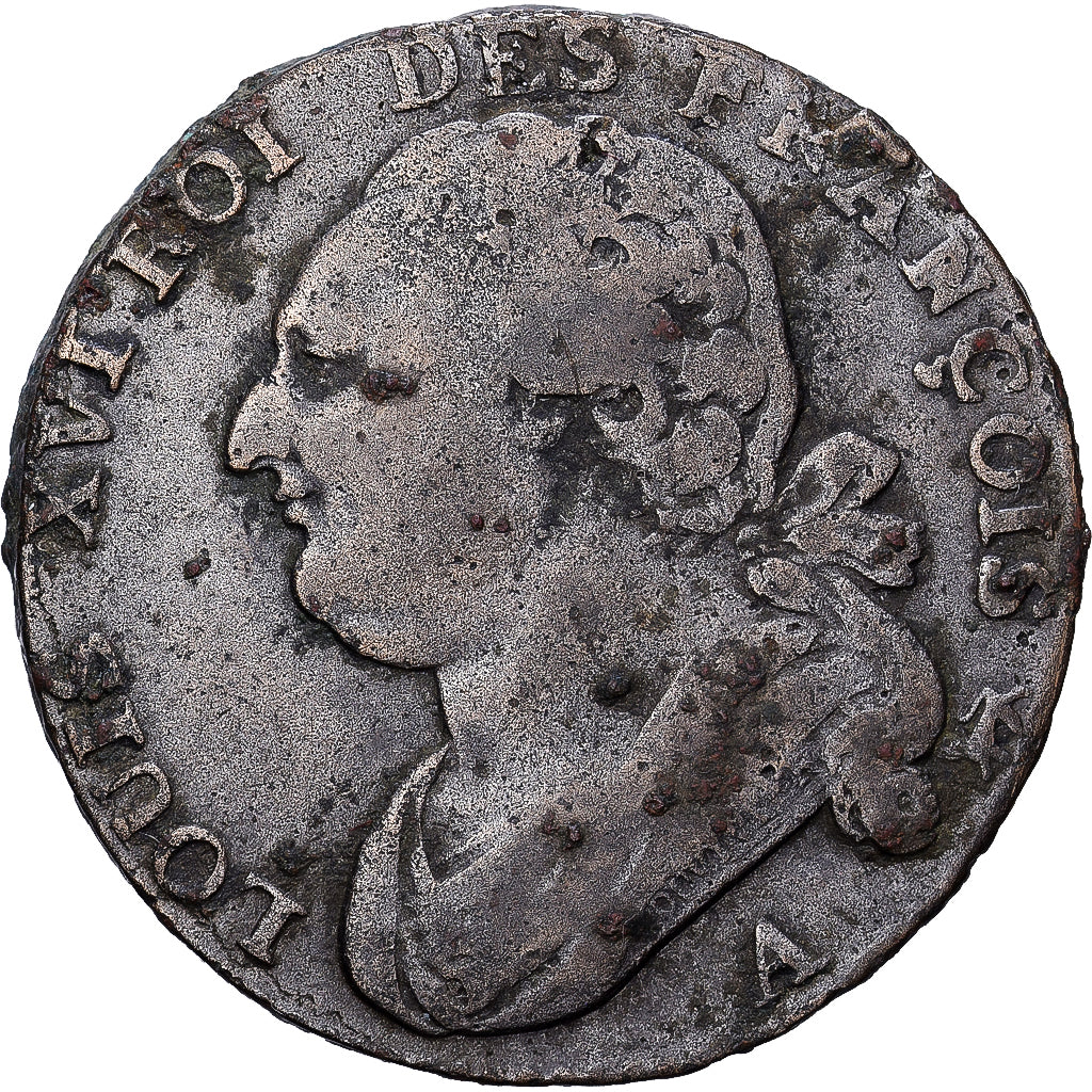 France, Louis XVI,12 deniers françois, 1792, Paris, Leopard/Lyre