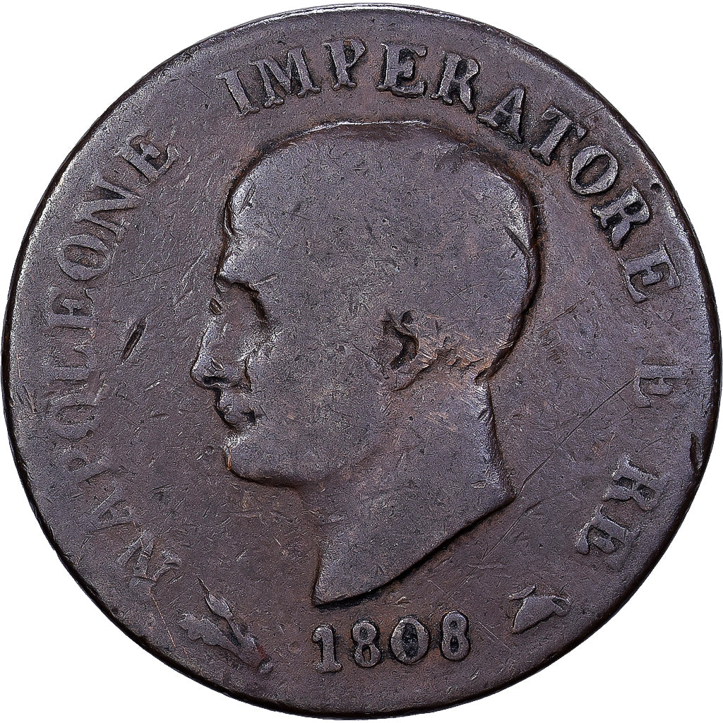 Italien Staaten, KINGDOM OF NAPOLEON, Napoleon I, Soldo, 1808, Bologna, Kupfer