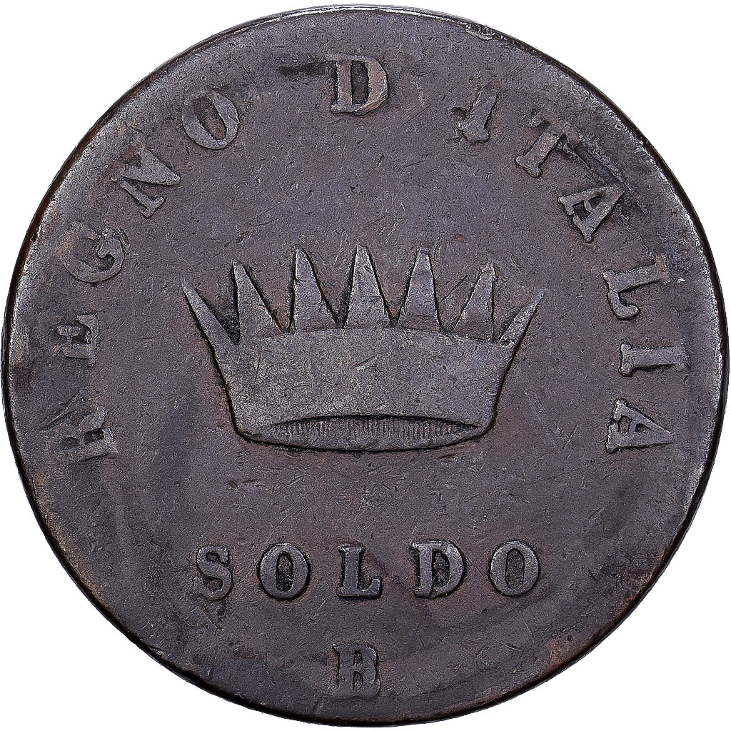 Italien Staaten, KINGDOM OF NAPOLEON, Napoleon I, Soldo, 1808, Bologna, Kupfer