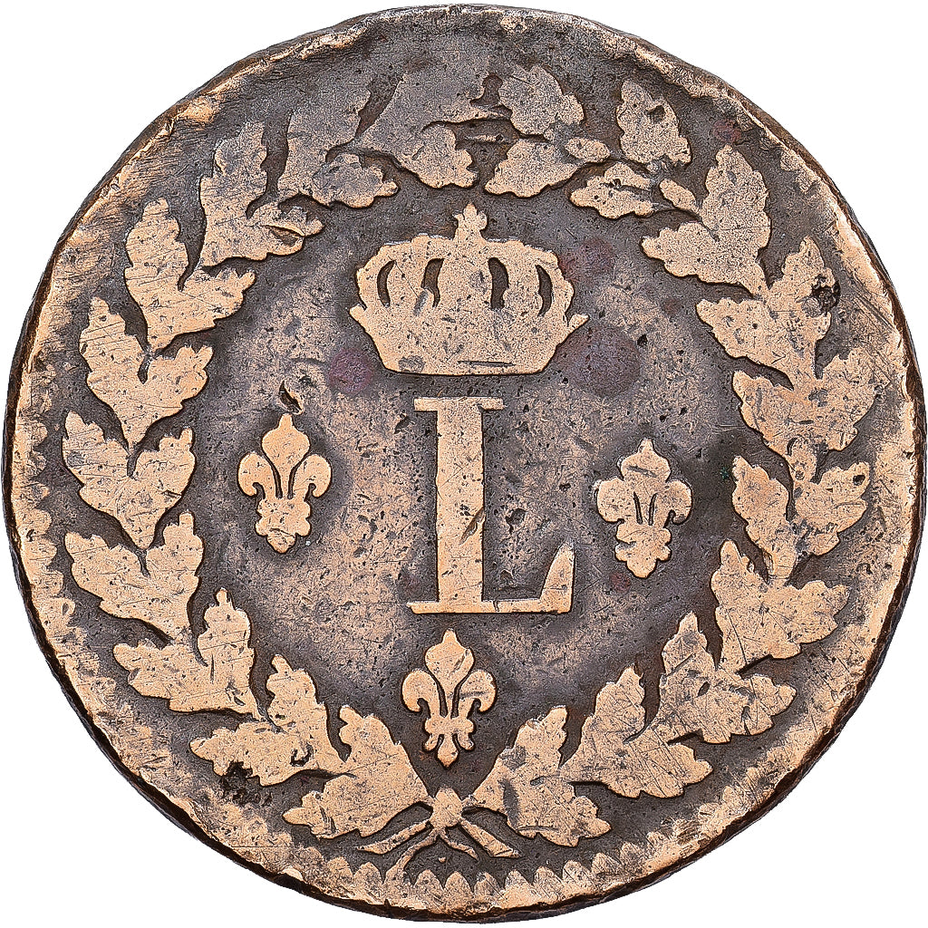 France, Louis XVIII, Decime, Strasbourg, Bronze, B+, Gadoury:196, KM:701