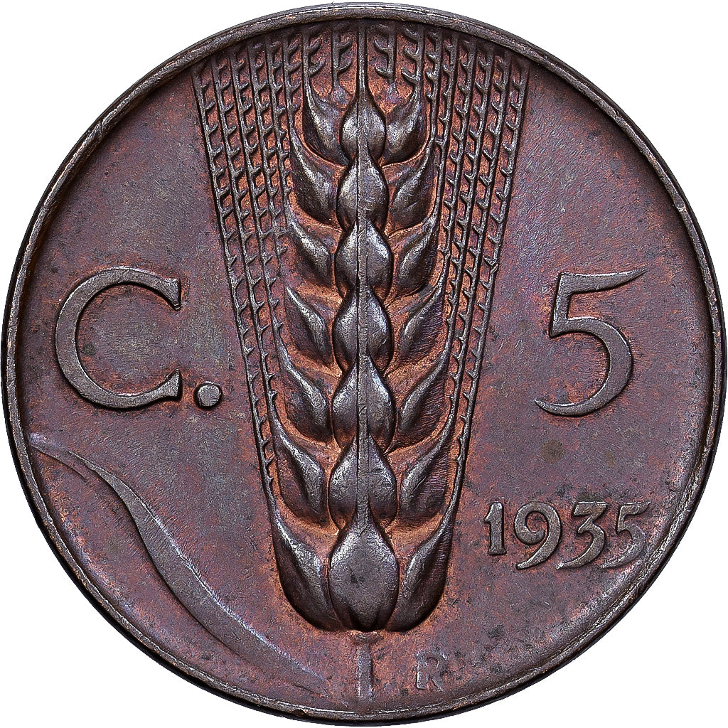 Włochy, Vittorio Emanuele III, 5 Centesimi, 1935, Rome, Brązowy, AU(55-58)