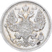 Rusia, Nicholas II, 20 Kopeks, 1915, Saint Petersburg, Plata, MBC, KM:22a.2