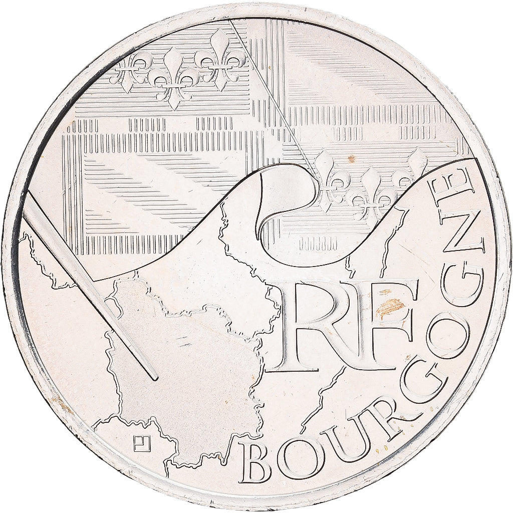 France, 10 Euro, Bourgogne, 2010, Monnaie de Paris, Silver, AU(55-58)
