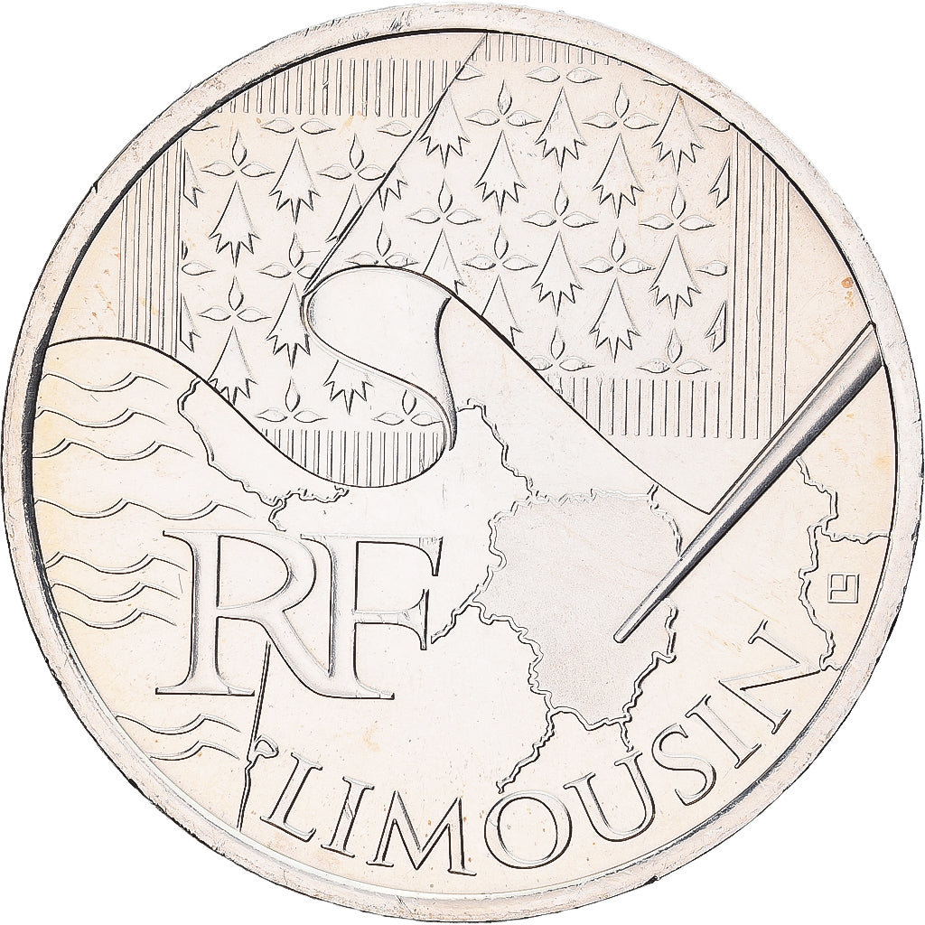 Francja, 10 Euro, Limousin, 2010, Monnaie de Paris, Srebro, AU(55-58)