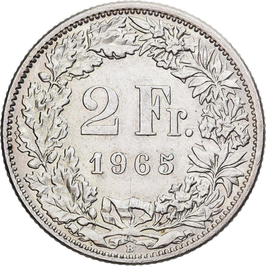 Switzerland, 2 Francs, 1965, Bern, Silver, AU(55-58), KM:21