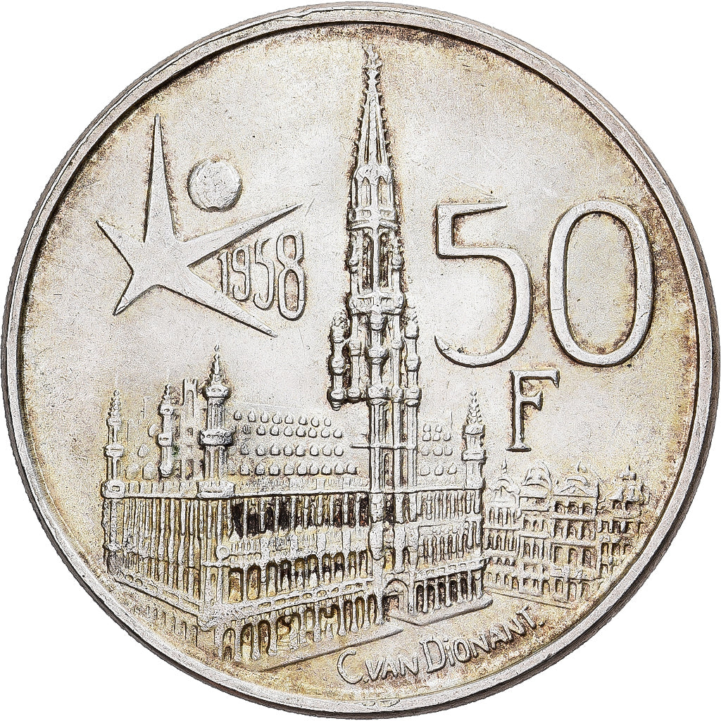 Belgium, Baudouin I, 50 Francs, 50 Frank, 1958, Brussels, Silver, AU(50-53)