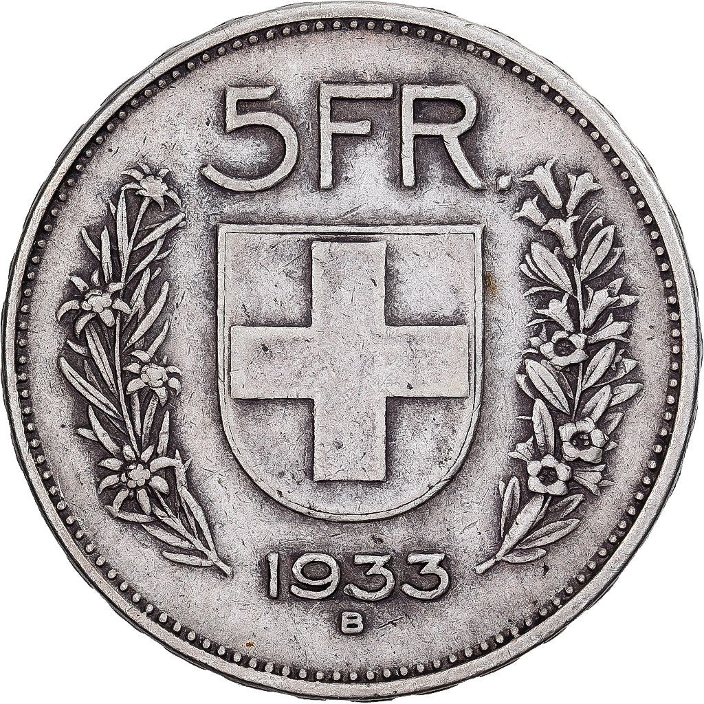 Suisse, 5 Francs, 1933, Bern, Argent, TTB, KM:41