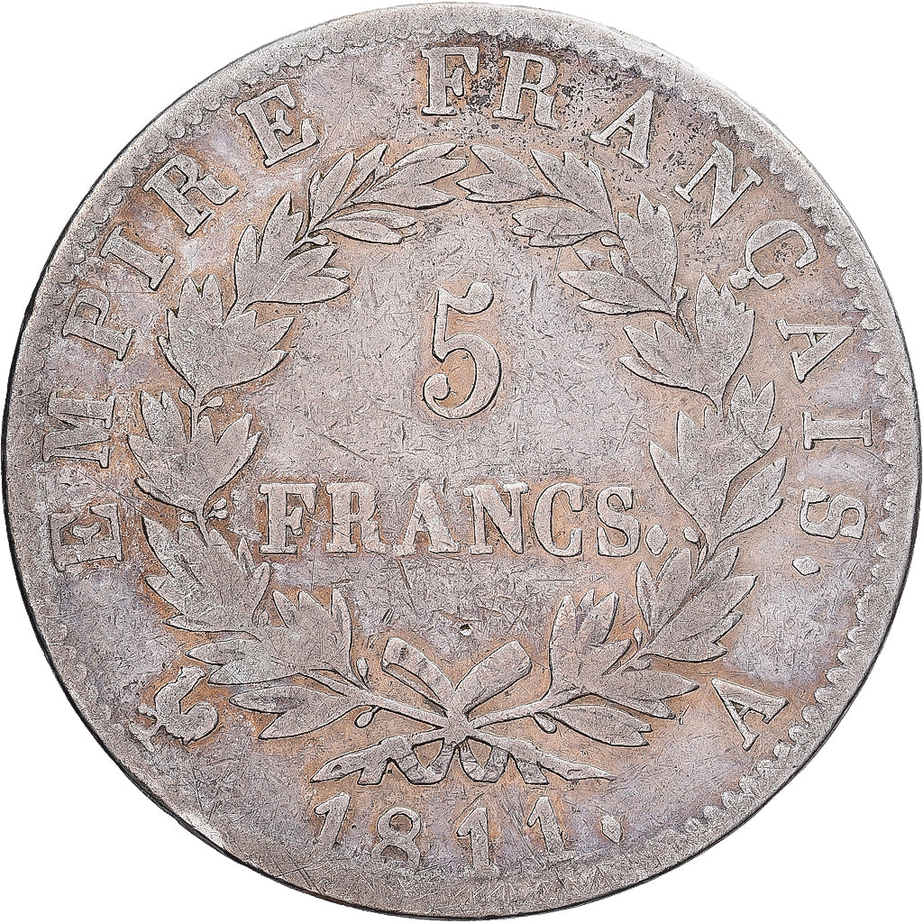 France, Napoleon I, 5 Francs, 1811, Paris, Silver, VF(30-35), Gadoury:584