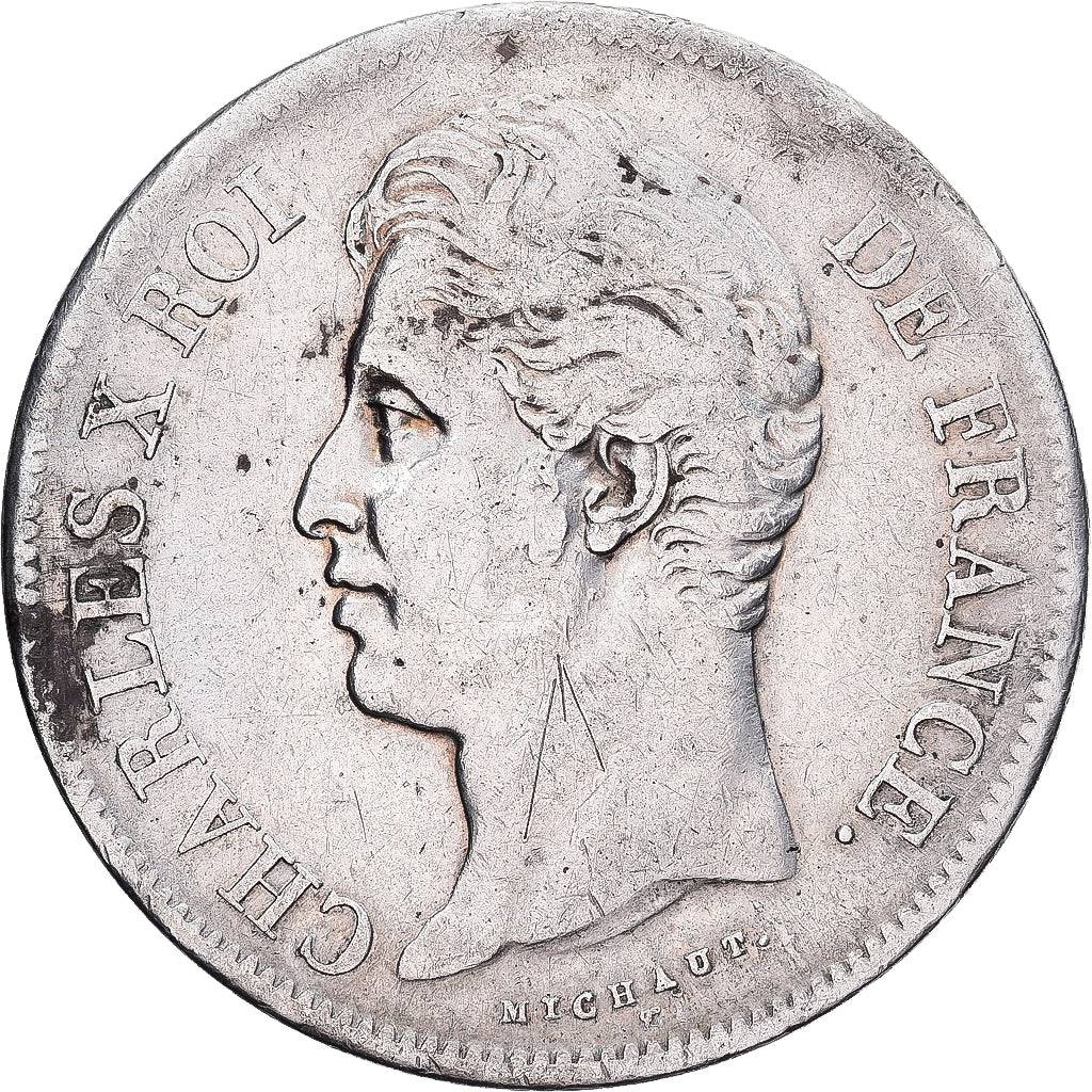 Frankreich, Charles X, 5 Francs, 1827, Toulouse, Silber, S+, Gadoury:644