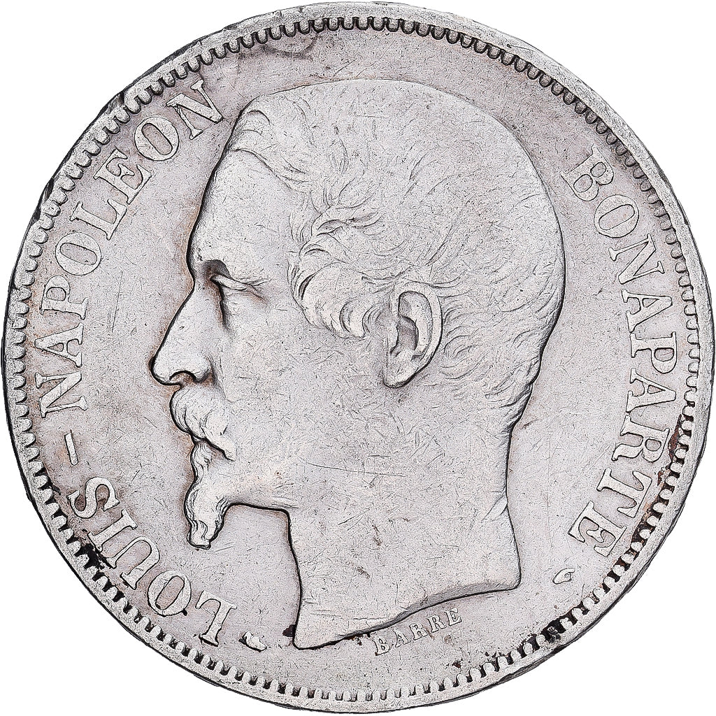 France, Louis-Napoléon Bonaparte, 5 Francs, 1852, Paris, Petite tête, Silver