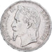 França, Napoleon III, 5 Francs, 1870, Paris, Prata, AU(50-53), Gadoury:739