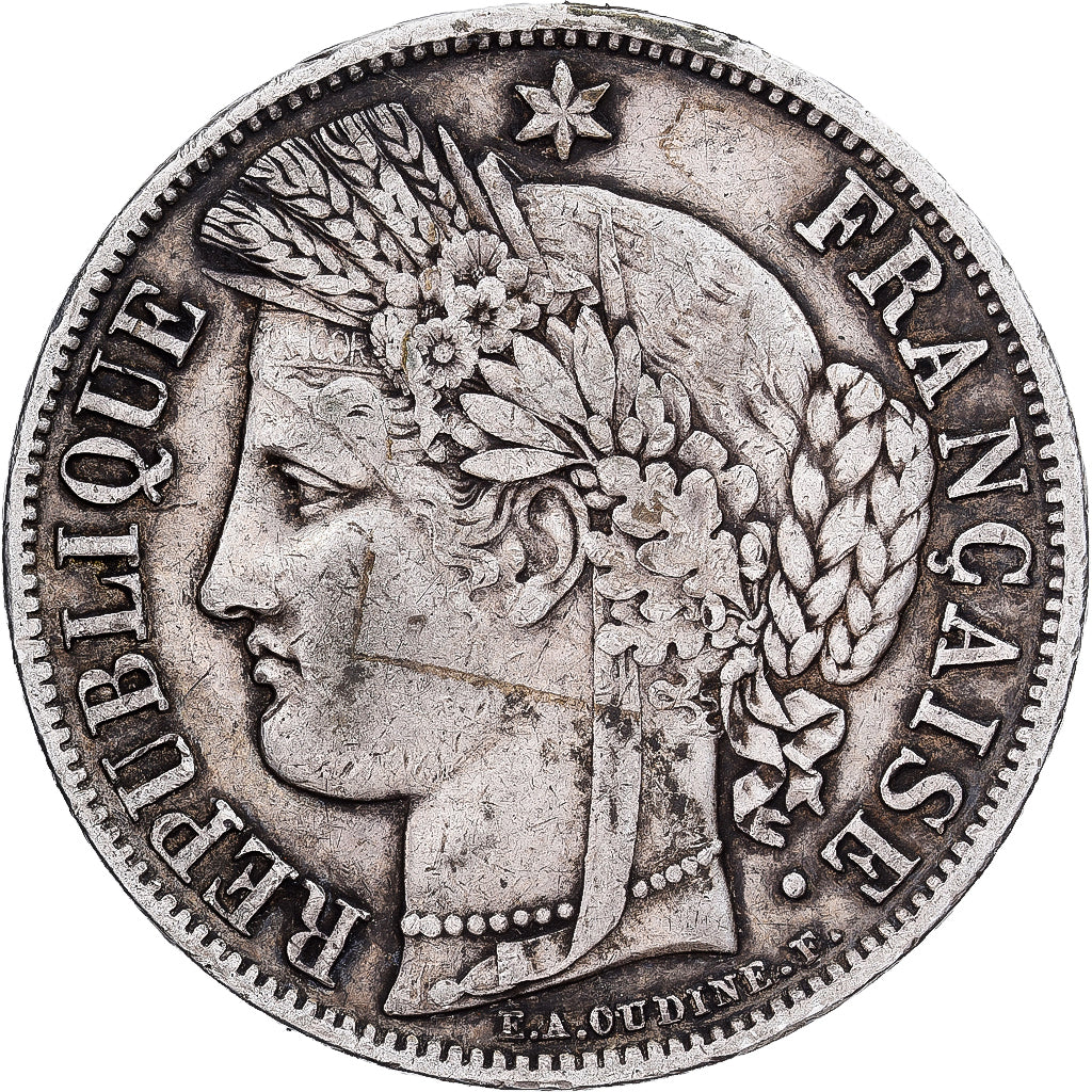 France, 5 Francs, Cérès, 1851, Paris, Silver, EF(40-45), Gadoury:719, KM:761.1