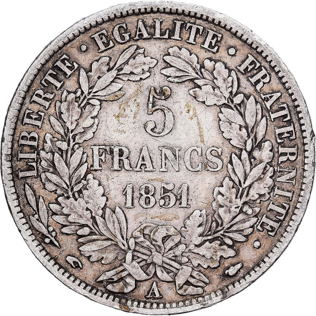 France, 5 Francs, Cérès, 1851, Paris, Silver, EF(40-45), Gadoury:719, KM:761.1