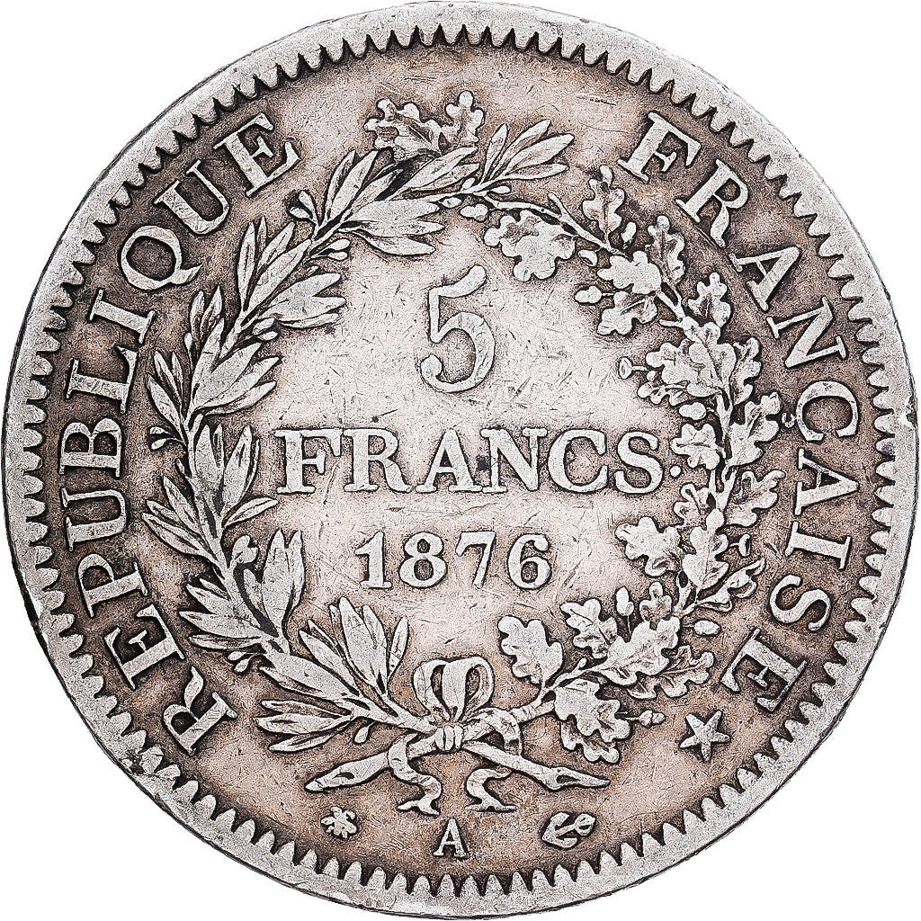 Frankreich, 5 Francs, Hercule, 1876, Paris, Silber, SS, Gadoury:745a, KM:820.1