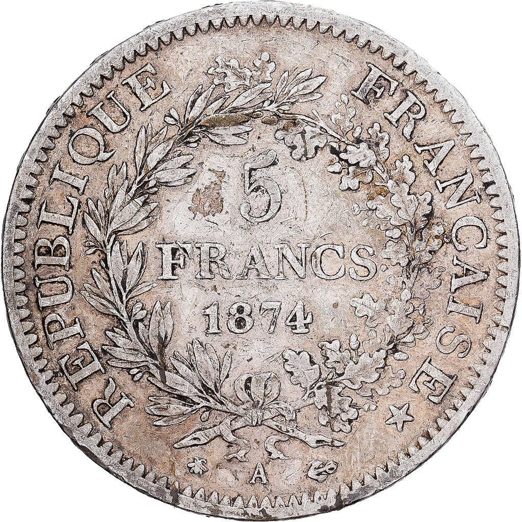 France, 5 Francs, Hercule, 1874, Paris, Silver, EF(40-45), Gadoury:745a