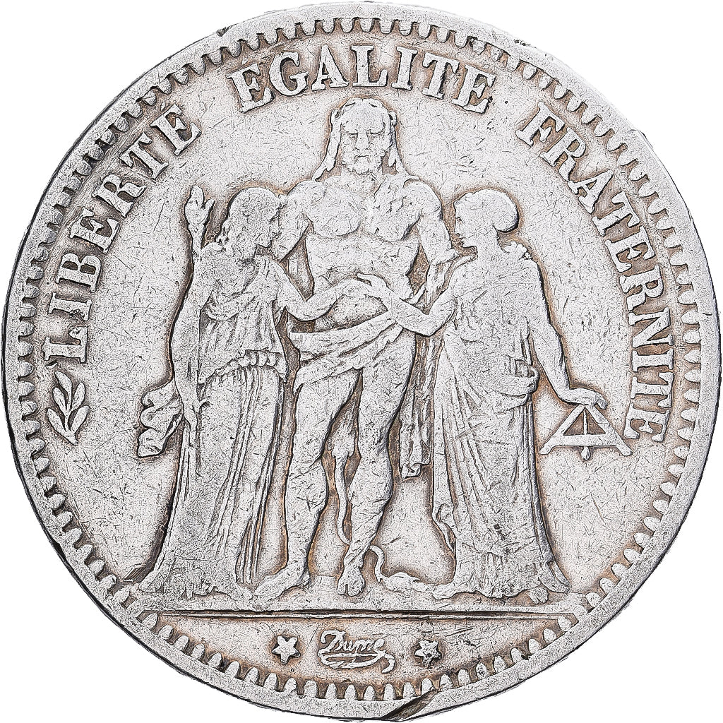 Francia, 5 Francs, Hercule, 1873, Bordeaux, Plata, BC+, Gadoury:745a, KM:820.2