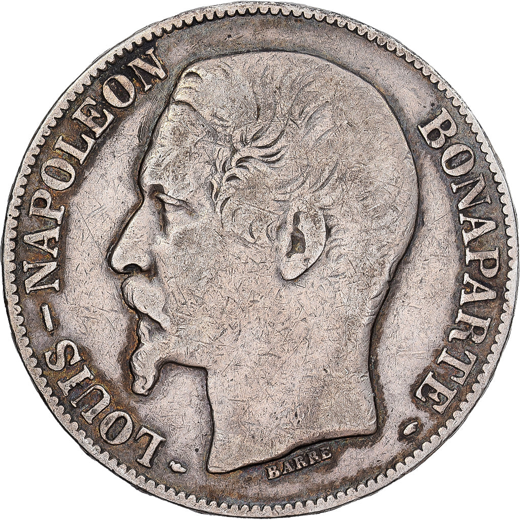 France, Louis-Napoléon Bonaparte, 5 Francs, 1852, Paris, Grosse tête, Silver